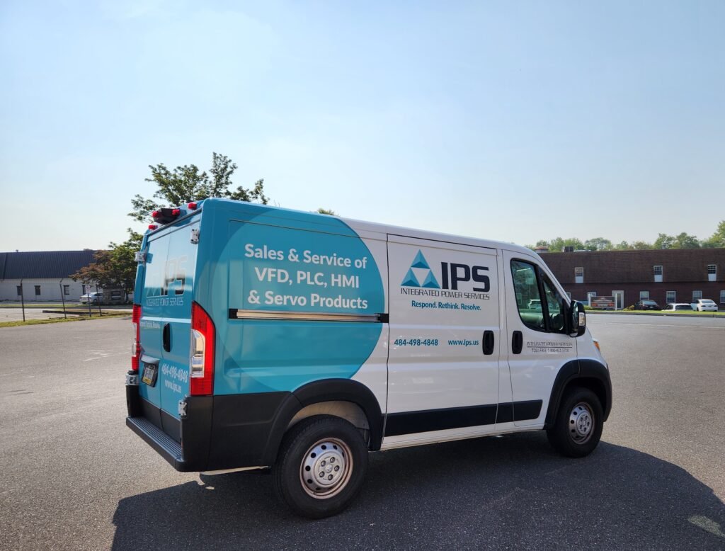 IPS Folcroft field service vehicles for onsite industrial electronics and VFD service