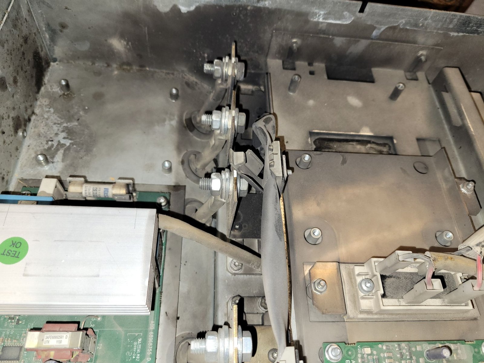 Arc flash damage inside ABB mining inverter power section